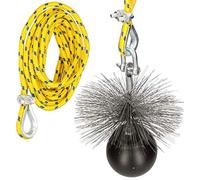 KOTARBAU® Kit deshollinador para Chimenea, Erizo, Ø120 mm, Cepillo Redondo de Acero, Peso 2,5kilos, Herramientas para desatascar chimeneas, Limpieza Interior de chimeneas Desde el tejado, Cuerda 12m