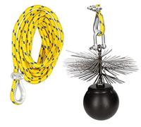 KOTARBAU® Kit deshollinador para chimenea, Erizo, Ø150 mm, Cepillo redondo de acero, Peso 2,5kilos, Herramientas para desatascar chimeneas, Limpieza interior de chimeneas desde el tejado, Cuerda 10 m
