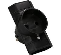 KOTARBAU® Ladrón Triple con 2 enchufes Planos y 1 Enchufe Redondo Frontal, 230 V, Sin Tomas de Tierra, Adaptador de Tres Tomas, Negro, Regleta múltiple, Forma en T