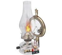 KOTARBAU® Lámpara de petróleo de cristal con espejo, lámpara de camping de latón antiguo, lámpara de aceite de petrólio, lámpara de queroseno, lámpara de aceite vintage, lámpara de camping, balcón,