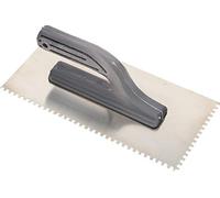 KOTARBAU® Llana dentada con hoja de acero inoxidable, 4x4 mm, 270 mm, Paleta de alisado con mango de plástico, Peine de diente para colocación de baldosas, Espátula de dientes, Alisadora para azulejos