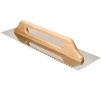 KOTARBAU® Llana dentada de acero inoxidable, 6 x 6 mm / 480 mm, Paleta de alisado con mango de madera, Llana peine de diente para colocación de baldosas, Espátula Dentada, Alisadora para azulejo