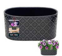 KOTARBAU® Maceta alargada interior de cerámica esmaltada, 13 x 25 cm, altura de 12 cm, color azul cobalto, macetas ovaladas, maceteros de hierbas, alféizar de ventana, macetero interior ovalado