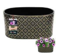 KOTARBAU® Maceta alargada interior de cerámica esmaltada, 13 x 25 cm, altura de 12 cm, color verde oscuro, ovalada, para el alféizar de la ventana, macetero interior, maceta ovalada para plantas de