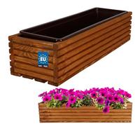 KOTARBAU® Maceta Caja Maceteros de Madera Jardín Caja Para Terraza Con Inserto Roble 64 X 20 CM
