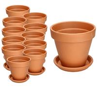 KOTARBAU® Maceta con Plato de Terracota 7 cm para Interiores y Exteriores, 12 Unidades, Tiesto para Plantas, Arcilla de Terracota, Maceta para balcón o jardín, Cerámica sin esmaltar