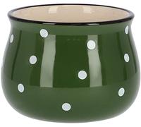KOTARBAU® Maceta de cerámica 110mm, Maceta de lunares blancos, Maceta verde, Maceta redonda de ceramica esmaltada, Macetero decorativo, Forma de un tazón, Maceta andaluza, Tiesto para flores y plantas