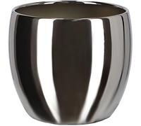 KOTARBAU® Maceta de cerámica de 13 cm, para Flores y Plantas, Color Plateado, macetero Redondo para Interiores, Maceta para el hogar, diseño Moderno y Elegante, Efecto Espejo, Reflejo Brillante