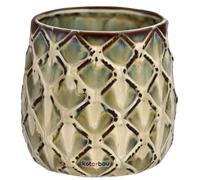 KOTARBAU® Maceta de cerámica esmaltada, Ø 12,5 cm, Tiesto Decorativo para Flores y Plantas, Macetero Redondo para Interiores, Minimalista, Verde, Mocca, Beige, Forma y diseño de una piña, Original