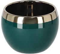 KOTARBAU® Maceta de cerámica esmaltada, Redonda, Verde Esmeralda Oscuro + Dorado, Ø 100 mm, Macetero Mate con Borde Brillante, Elegante, Tiesto Decorativo
