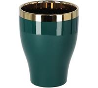 KOTARBAU® Maceta de cerámica esmaltada, Redonda, Verde Esmeralda Oscuro + Dorado, Ø 123 mm, Macetero Mate con Borde Brillante, Elegante, Tiesto Decorativo