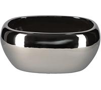 KOTARBAU® Maceta de cerámica para Flores y Plantas, Forma Ovalada, Color Gris, Plateado, Brillante, Ceramica esmaltada, Tiesto Decorativo, Elegante, Macetero Mate con Borde Brillante