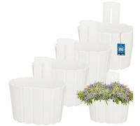 KOTARBAU® Maceta, Jardinera Exterior 20x14x13 cm, Macetero Plástico | 4 unidades, Jardinera Balcon, Macetero Colgante, Jardinera Rectangular, Blanco