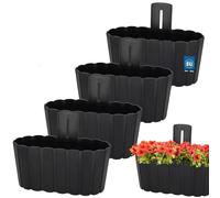 KOTARBAU® Maceta, Jardinera Exterior 28x14x13 cm, Macetero Plástico | 4 unidades, Jardinera Balcon, Macetero Colgante, Jardinera Rectangular, Antracita