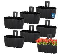 KOTARBAU® Maceta, Jardinera Exterior 28x14x13 cm, Macetero Plástico | 6 unidades, Jardinera Balcon, Macetero Colgante, Jardinera Rectangular, Antracita