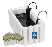 KOTARBAU® Maceta - Jardinera Exterior - Macetero Autorriego - Macetas Plástico - 38x18x16cm - Blanco - Maceta Colgante - Jardinera Balcon - Macetas para Colgar