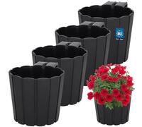 KOTARBAU® Maceta para Balcón, Macetero Colgante con Soporte ⌀ 15 cm | 4 uds. Jardineras Exterior, Macetas, Macetero, Macetas Plastico, Macetas Colgantes Exterior, PVC, Antracita