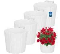 KOTARBAU® Maceta para Balcón, Macetero Colgante con Soporte ⌀ 15 cm | 4 uds. Jardineras Exterior, Macetas, Macetero, Macetas Plastico, Macetas Colgantes Exterior, PVC, Blanco