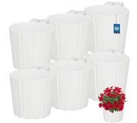 KOTARBAU® Maceta para Balcón, Macetero Colgante con Soporte ⌀ 15 cm | 6 uds. Jardineras Exterior, Macetas, Macetero, Macetas Plastico, Macetas Colgantes Exterior, PVC, Blanco
