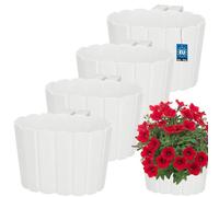 KOTARBAU® Maceta para Balcón, Macetero Colgante con Soporte 20x14x13 cm | 4 uds. Jardineras Exterior, Macetas, Macetero, Macetas Plastico, Macetas Colgantes Exterior, PVC, Blanco