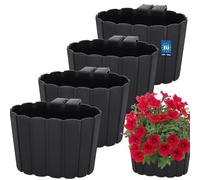 KOTARBAU® Maceta para Balcón, Macetero Colgante con Soporte 20x14x13 cm | 4 uds. Jardineras Exterior, Macetas, Macetero, Macetas Plastico, Macetas Colgantes Exterior, PVC, Antracita