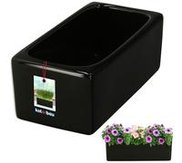 KOTARBAU® Maceta rectangular interior cerámica esmaltada negra 24 x 12,5 x 9 cm maceta bonsái maceta maceta alargada interior macetas de hierbas alféizar de ventana bonsái cuenco cerámica orquídea