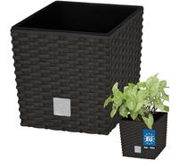 KOTARBAU® Macetero con Maceta Interior, 170 mm, Ratan sintético, Marrón Oscuro, Maceta Rato con patrón de Trenzado Que imita el Mimbre, Maceta Interior separada, extraíble, Cesta