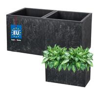 KOTARBAU Macetero cuadrado - 58 x 29 x 29 cm - Macetero con aspecto de hormigón - de PVC - Macetero para exterior e interior - antracita - Maceta con maceta interior