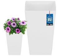 KOTARBAU® Macetero Cuadrado de Plástico 125 x 125 x 200 cm - Tiesto Decorativo Blanco para Plantas, Estilo Minimalista de Interior y Exterior
