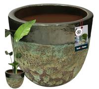 KOTARBAU® Macetero de 31 cm de altura de 37 cm, maceta de cerámica verde, resistente a las heladas, para exterior, exterior e interior