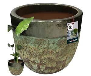 KOTARBAU® Macetero de 31 cm de altura de 37 cm, maceta de cerámica verde, resistente a las heladas, para exterior, exterior e interior