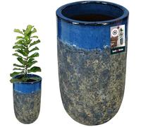 KOTARBAU® Macetero de 44 cm de altura, 26 cm, color azul oscuro, de cerámica, resistente a las heladas, para exterior, exterior e interior