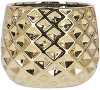 KOTARBAU® Macetero de cerámica, diámetro de 13 cm, para Flores y Plantas, Color Dorado, Maceta Decorativa, Redonda, Diseño geométrico y Minimalista, Cerámica esmaltada Brillante