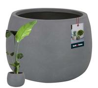 KOTARBAU® Macetero gris oscuro de fibra de cerámica Ecolite, altura: 31 cm, 47 cm, maceta para exterior e interior, para salón, jardín, terraza, aspecto de hormigón, exterior