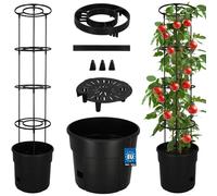 KOTARBAU® Macetero para cultivo de tomates, 35 x 128 cm, Negro , 1 unidad, Torre de tomate 30 cm