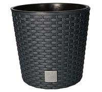 KOTARBAU® Macetero Redondo con Maceta Interior, 200 x Ø 190 mm, Ratan sintético, Antracita - Gris, Maceta Rato con Trenzado Que imita el Mimbre, Maceta Interior separada, extraíble, Cesta