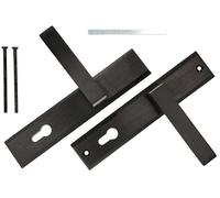 KOTARBAU® Manija de Puerta 90 mm - en una Placa Larga Negra con Inserto de Cilindro Conjunto Universal Moderna