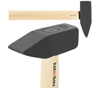 KOTARBAU® Martillo - 1,5 kg - Acero - Maza Cuña Leña - Maza Albañil - Mazo Demolicion - Machota Albañil - con Mango de Madera - 32 cm - Negro & Natural