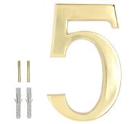 KOTARBAU® Número de casa Exterior, Nº 5, Número para Casas o Portales 3D, Número de señalización de Puerta de latón, Número de Vivienda, Número para fachadas o Puertas, Número latón, Números y Letras