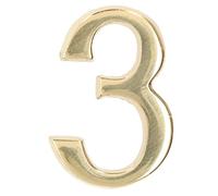 KOTARBAU® Número de puerta autoadhesivo, Nº 3, Número para puertas o buzones 3D, Número de señalización de puerta de latón, Número de casa, apartamento, Número 3 dorado, Números de dirección
