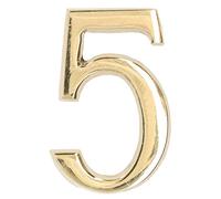 KOTARBAU® Número de puerta autoadhesivo, Nº 5, Número para puertas o buzones 3D, Número de señalización de puerta de latón, Número de casa, apartamento, Número 5 dorado, Números de dirección