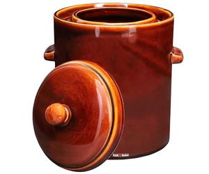 KOTARBAU® Olla de fermentación de 10 litros, color marrón, con tapa hermética, para chucrut, para pepinos, barril de cerámica con canaleta de agua, recipiente de gres
