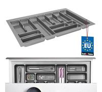 KOTARBAU® Organizador de cubiertos para cajon, 73 x 49 cm, Bandeja para Cubiertos, Cubertero para menaje, Organizador de Cubertería, Organizador grande de plástico, Gris, Organizador de cajones