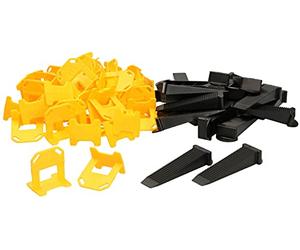 KOTARBAU® Pack de Sistema de Nivelación de Baldosas, 240 calzos/lengüetas de 1 mm + 80 cuñas, Clips Espaciadores, Cuñas Reutilizables, Niveladores para azulejos, Distanciadores para juntas