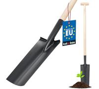 KOTARBAU® Palote rectangular de acero al carbono, 380 x 147 mm, Palote con mango muleta, Pala rectangular con mango de madera, Pala de jardinería, Pala de hoja larga y estrecha, Pala de drenaje, zanja