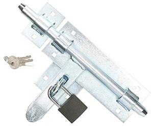 KOTARBAU® Pestillo con perno deslizante 270mm, Cierre con candado, Cerrojo de acero plateado, Cerrojo de seguridad para puertas y verjas, Protección contra robo, Herraje para puerta, Izquierdo/derecho