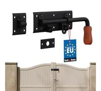 KOTARBAU® Pestillo de puerta 280 mm derecha, Pestillo con pasador deslizante, Pestillo de acero con ojal para candado, Cerrojo de seguridad para puertas de garaje, portones, Mango de madera, Negro