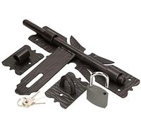 KOTARBAU® Pestillo deslizante con candado, 250 mm, Cierre con candado, Cerrojo de acero retro, ornamental, Cerrojo de seguridad para puertas y verjas, Protección contra robo, Herraje para puerta