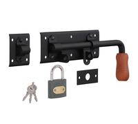 KOTARBAU® Pestillo deslizante con candado 280 mm, Cierre con candado de puerta derecha, Cerrojo de seguridad de acero inoxidable, Pestillo para puertas de garaje, portones o cancelas, Negro