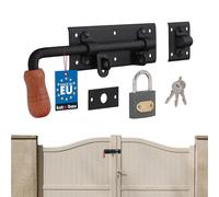 KOTARBAU® Pestillo deslizante con candado 280 mm, Cierre con candado de puerta izquierda, Cerrojo de seguridad de acero inoxidable, Pestillo para puertas de garaje, portones o cancelas, Negro